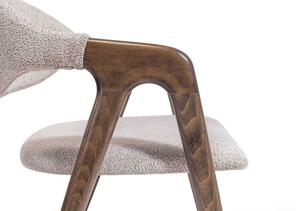 Модерни трапезни столове от масив с текстилна дамаска (2 броя)