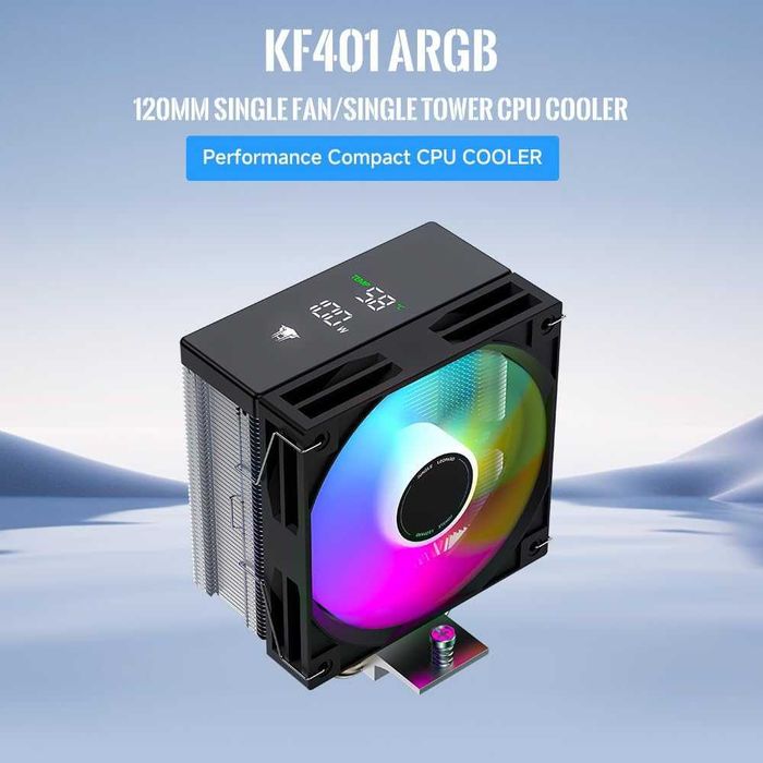 Cooler CPU Aer TZMRIT KF420 DGT ARGB cu afișaj de temperatură, pentru Intel LGA 1700/1200/115X/1851/1366/2011, pentru AMD AM4/AM5 (KF401)