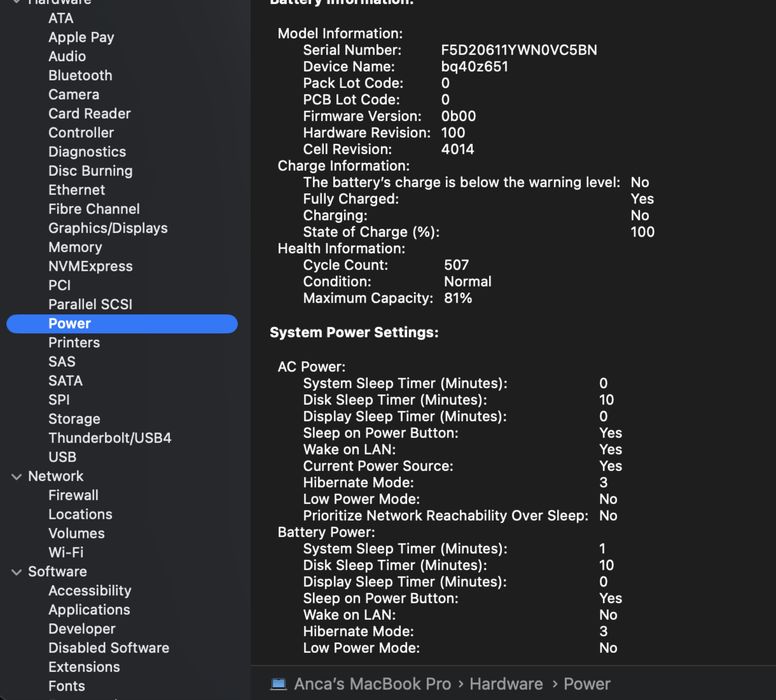 Vand Apple Macbook M1 PRO 16inch 1tb 16gb ram 81% baterie 507 cicluri count