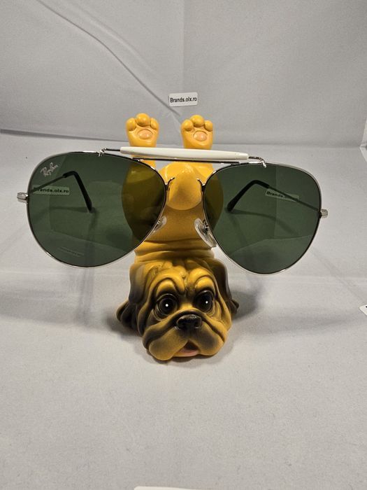 Promotie - Ochelari de soare Ray-Ban RB3030 Outdoorsman I, lentile verzi din sticla, rama argintie pilot shaped