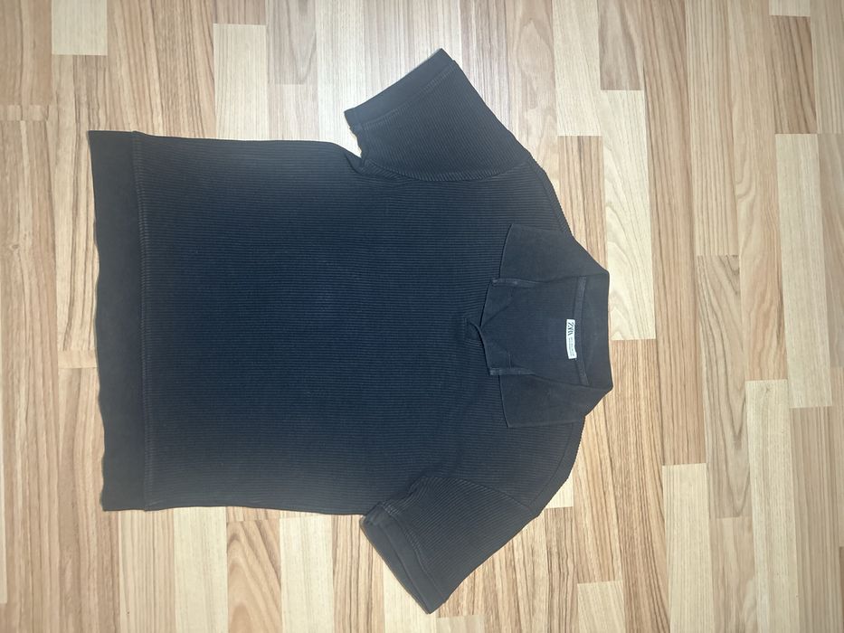Tricou polo Zara, mărimea S, negru texturat