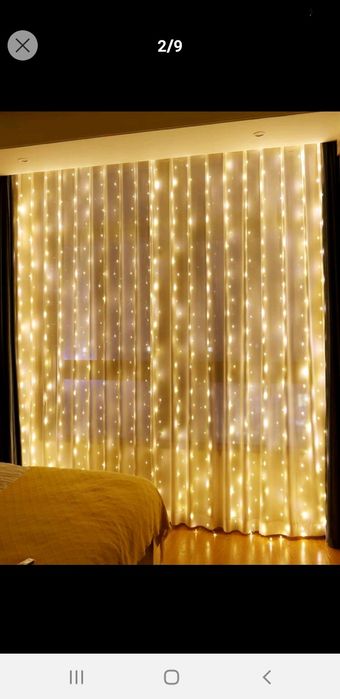 Perdea LED lumini cu telecomanda și port USB