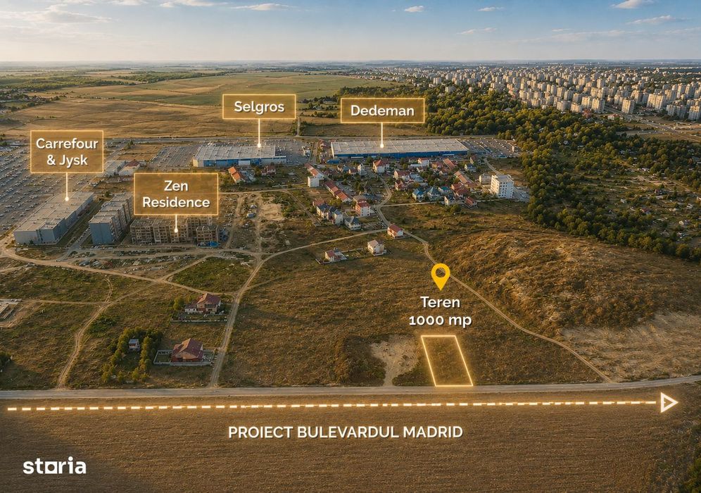 Teren intravilan 1.000 mp | Zona Dedeman | Comision 0%