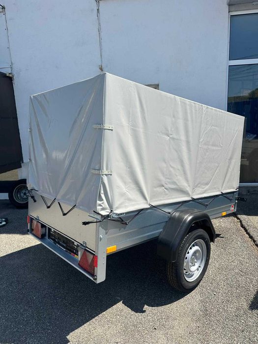 REMORCA STEMA 750 KG cu Prelata: Dimensiuni 2000*1100*1150 mm. GRATUIT: CIV RAR SI NUMAR ROSU