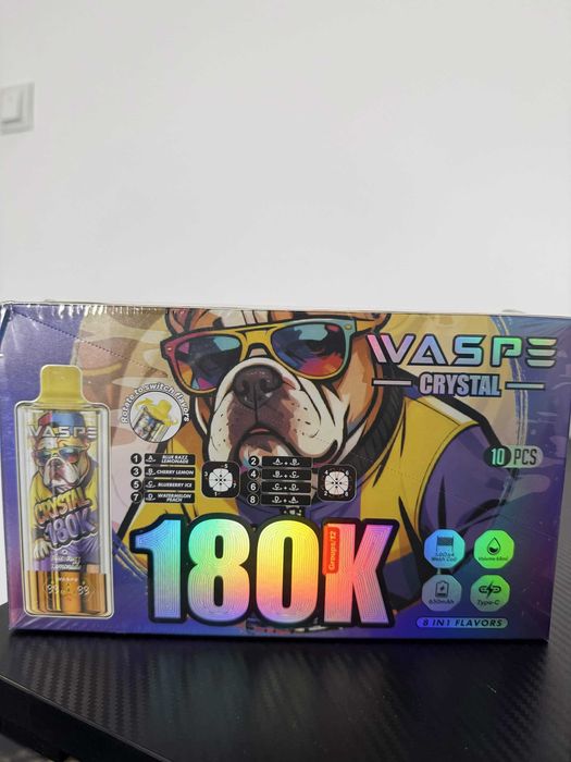 Waspe 180,000 reincarcabil 8 in 1. 4 arome diferite per device/ Pachet 2 bucati