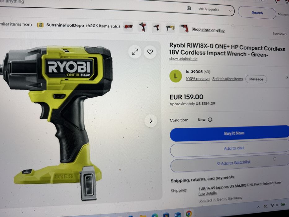 Ryobi-Cheie de impact 18V ONE+™ HP, motor fără perii RIW18X-0