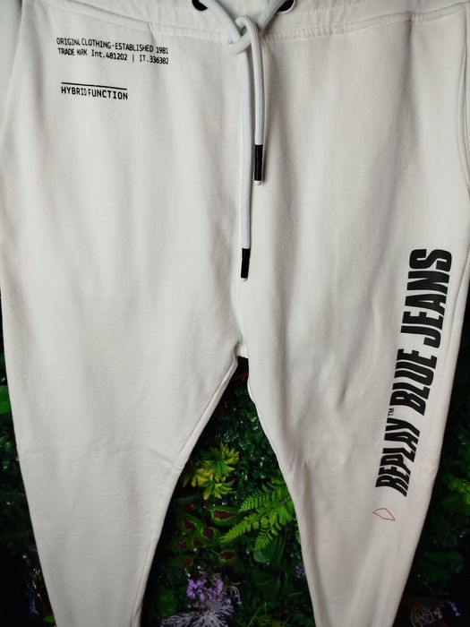 Оригинално мъжко долнище Replay L ново бяло анцуг реплей