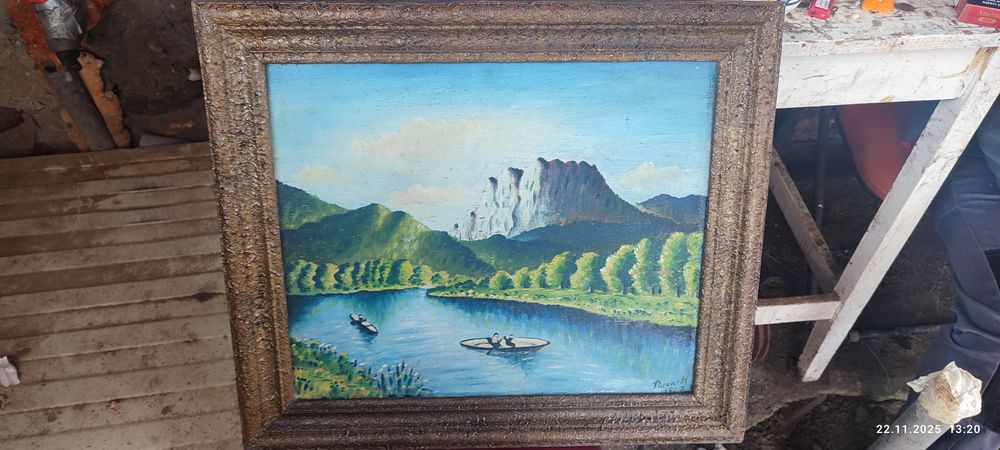 Tablou vechi pictat pe placaj