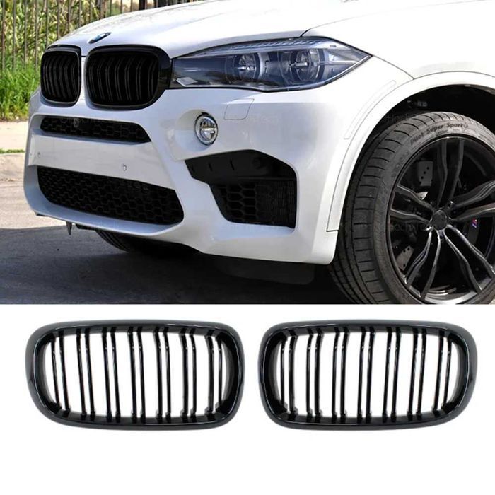 Set 2 grile duble M negru lucios BMW X5 F15 sau X6 F16 2013-2018