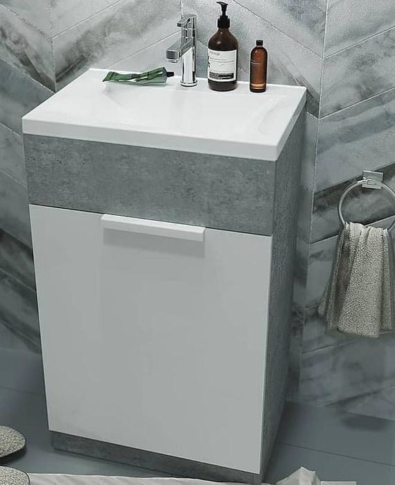 Тумба с раковиной 50×35 см белаясераяпод дерево