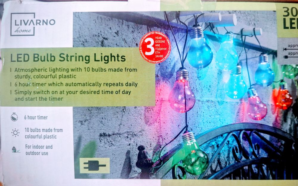 Цветна верига от светодиодни  led лампи от 10бр.