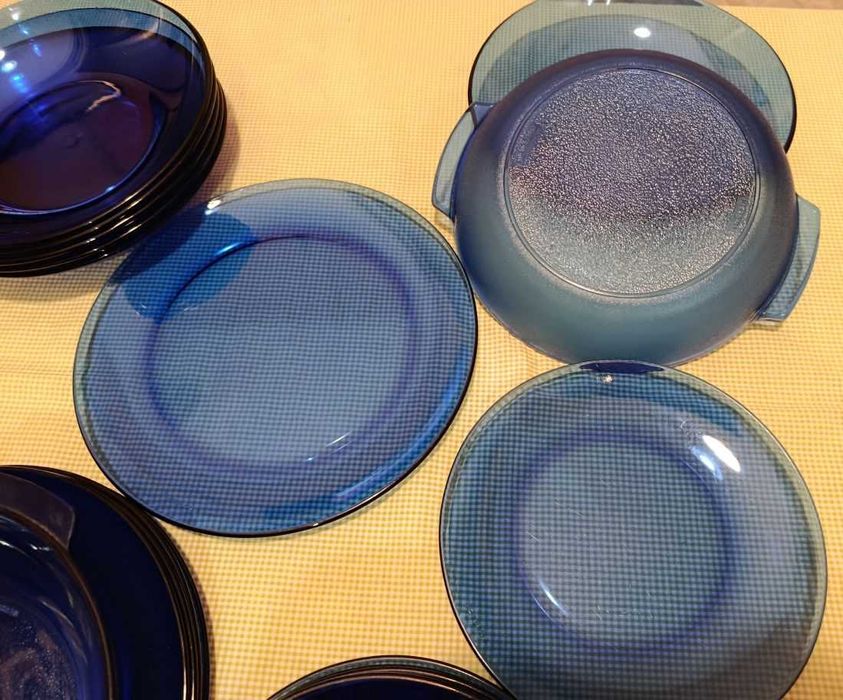 Стъклен сервиз за хранене, устойчив на удър в синьо SM BRAZIL