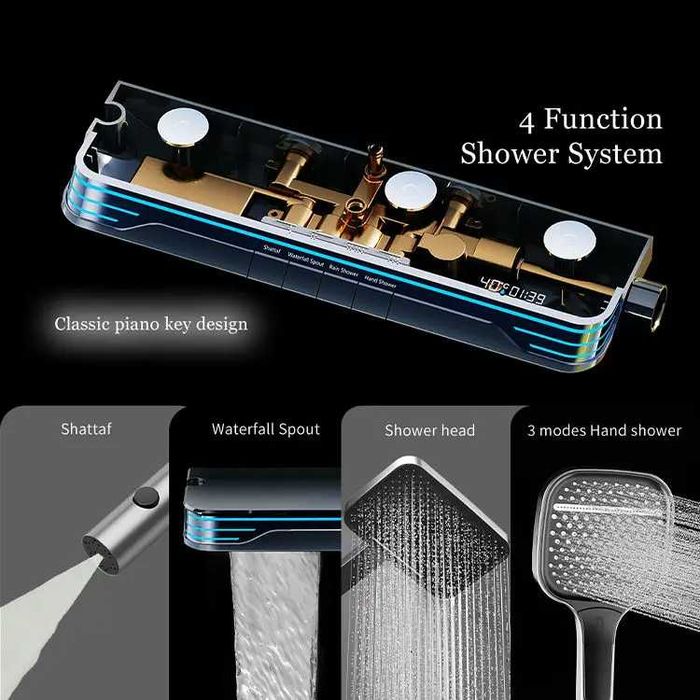 Модерен хидромасажен душ с дисплей и LED подсветка D38