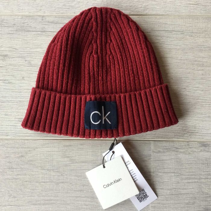 НОВА унисекс памучна червена зимна плетена шапка CALVIN KLEIN от САЩ
