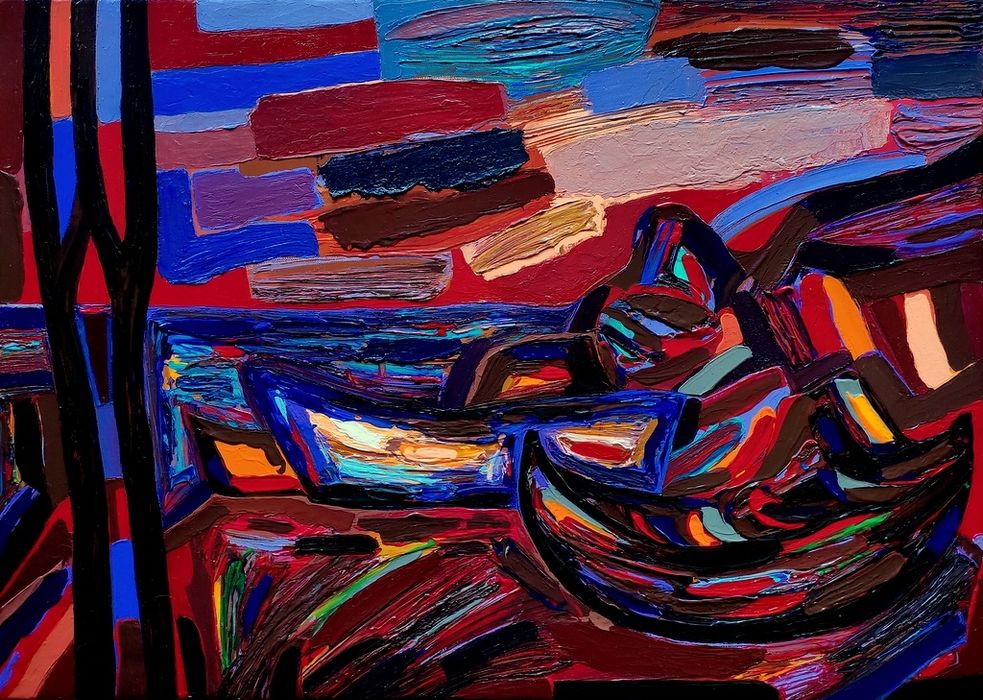 Генко Генков, живописен морски пейзаж - "Лодки"