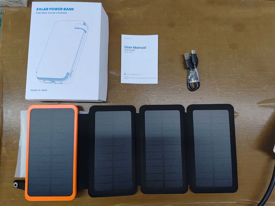 Външна батерия със соларни панели 25000mAh