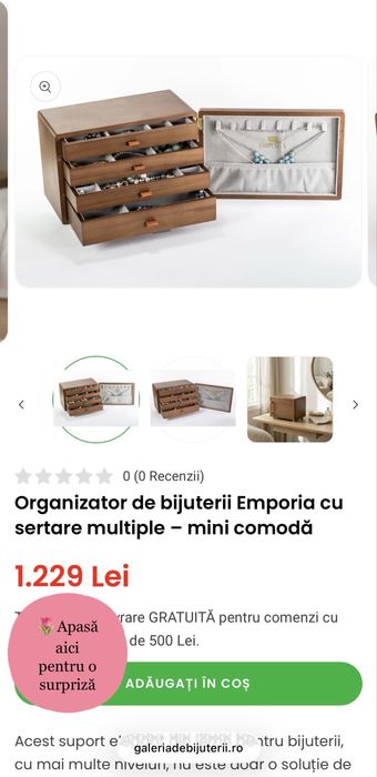 Organizator de bijuterii Emporia cu sertare multiple – mini comodă