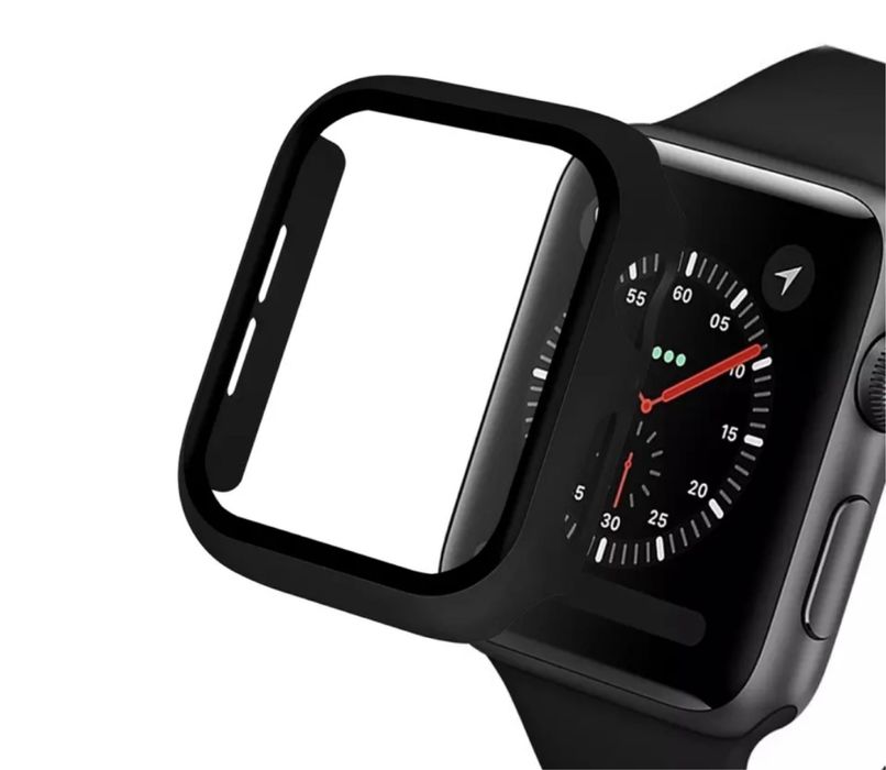 Husa / Carcasa Margine Silicon Geam Plastic Pentru Ceas Apple Watch