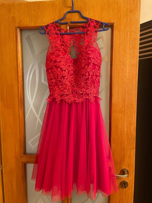 Rochie ocazie scurta, dantela rosie, mărime M