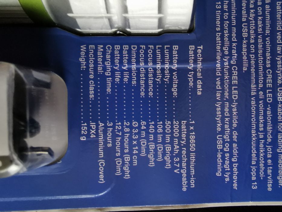 Lanternă 500 lm incarcare usb Danemarca