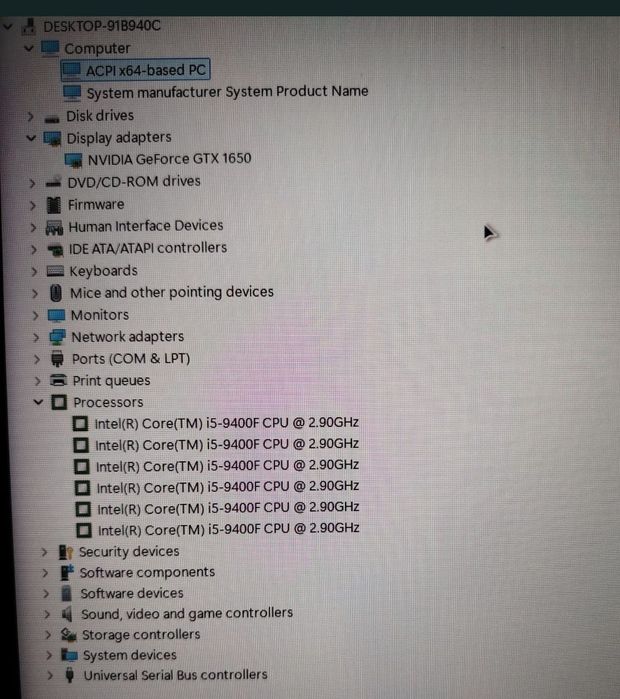PC Gaming Asus Intel I5-9400F 2.90Ghz 16 GB Gtx 1650 4Gb