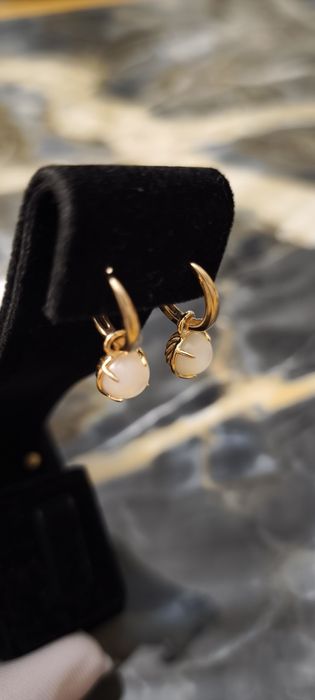 Золотые серьги бренд Diamant, с лунным камнем