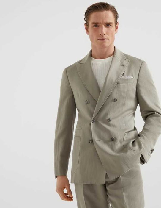 Costum double breasted 46 S de lux Atelier Torino in si bumbac respira