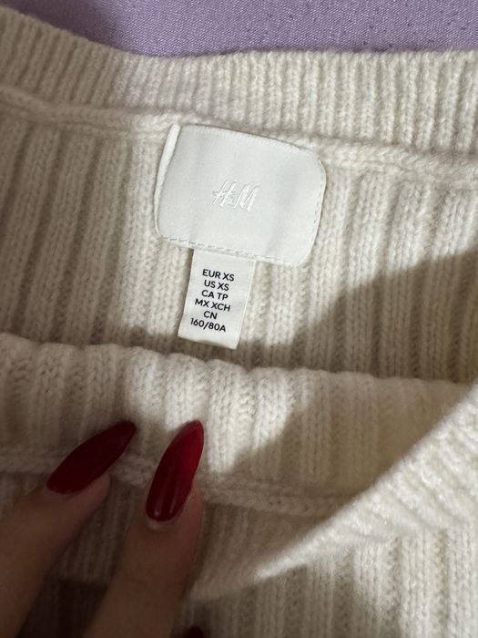 Бяла плетена рокля H&M