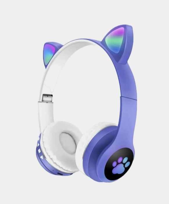 Беспроводные наушники светящимися кошачьими ушками