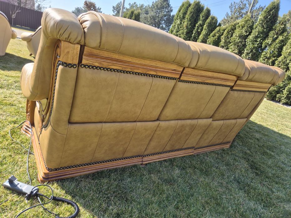 Coltar + 2 fotolii din piele naturala