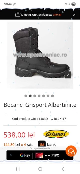 Bocanci tactici GriSport din piele naturala