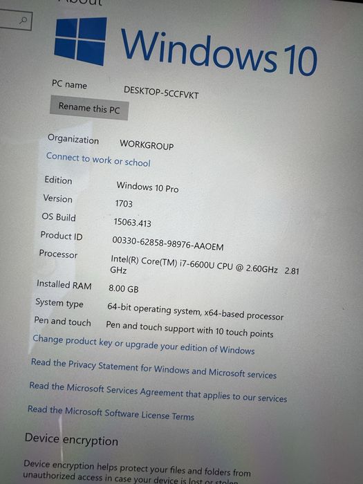 Tableta Suraface Book i7 gen 6 cu bateria defecta