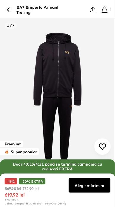 Trening EA7 Emporio Armani, nou, cu factura