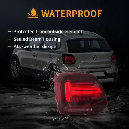 Диодни стопове за VW POLO (2009-2017) GTI / R look с бягащ мигач - червени