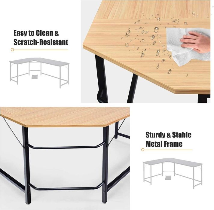 Компютърно бюро  ъглово, подложка за крака стойка компютър н137