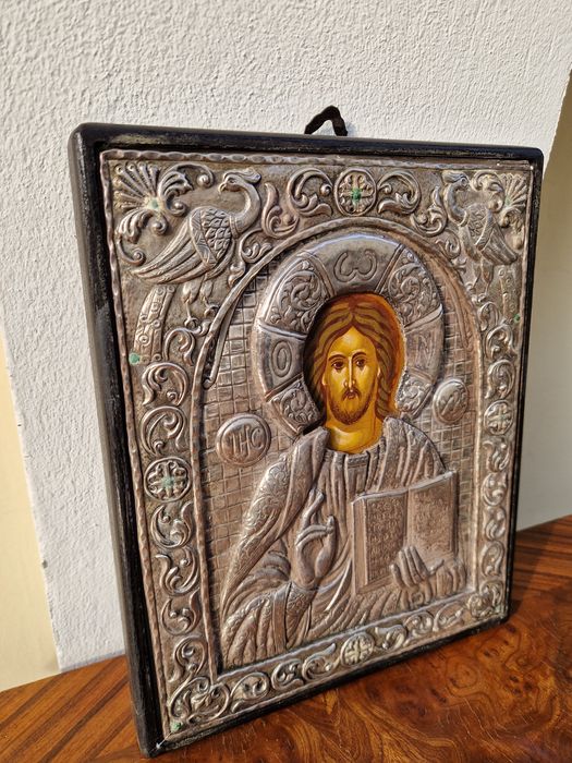 Прекрасна антикварна сребърна икона със сертификат