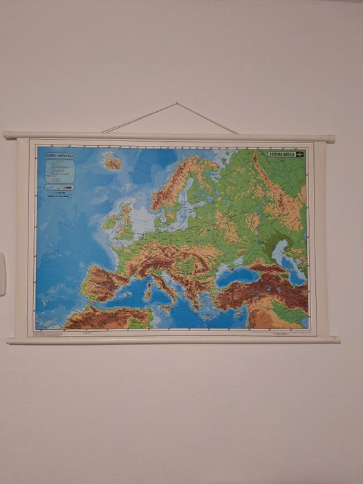 Hartă fizica-politică Europa, fizică-administrativă România