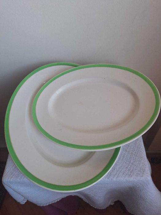 Set 2 platouri ovale Ironstone J&G Meakin – Lincoln Green – Made in England (36 cm / 30 cm)