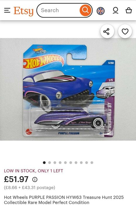 Hot Wheels PURPLE PASSION HYW63 (masinuta metalica foarte rara)