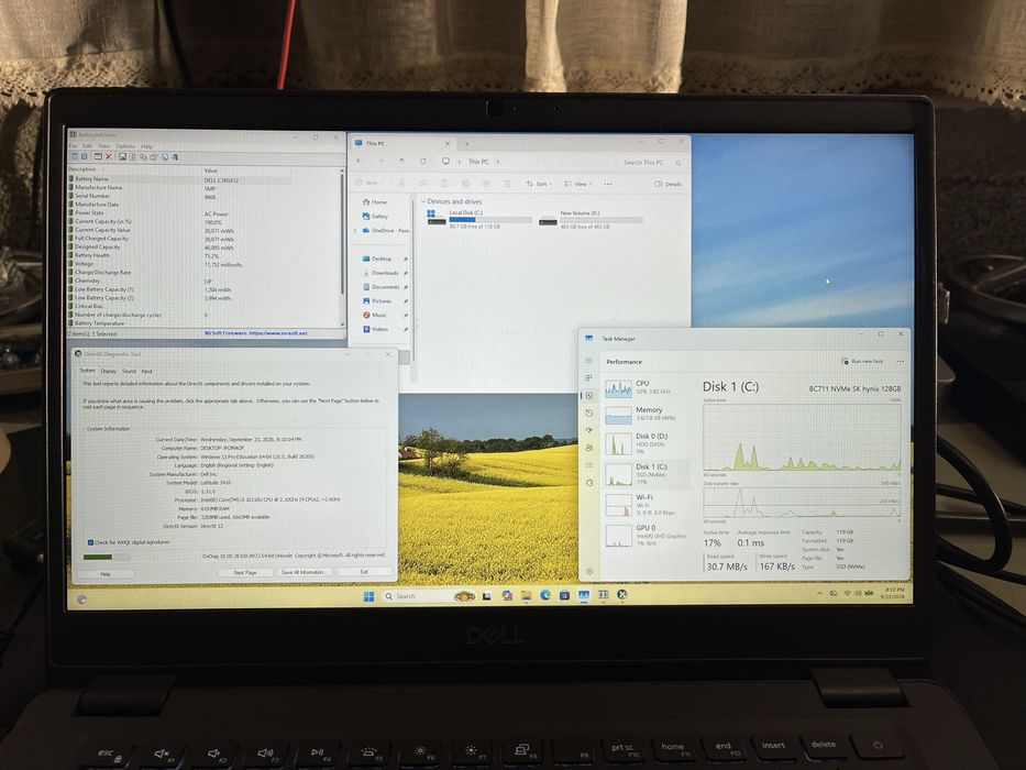 Laptop Office/Light gaming Dell Latitude 14.1" FHD i3-10110u 8GB SSD 128GB HDD 500GB Win 11 Pro