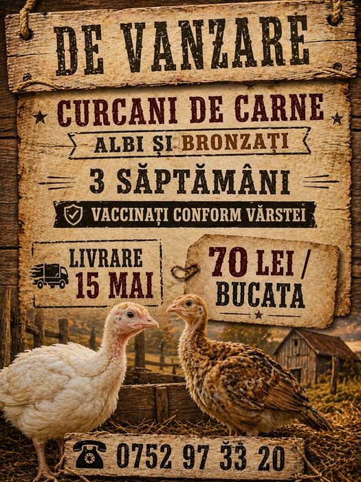Curcani de carne de 3 saptamani