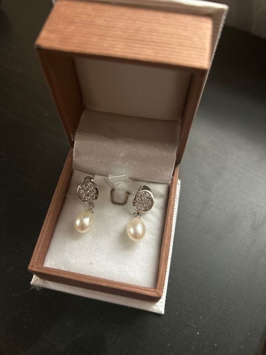 Обеци сребро и перли