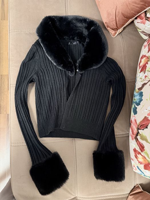Cardigan Mango cu guler de blana