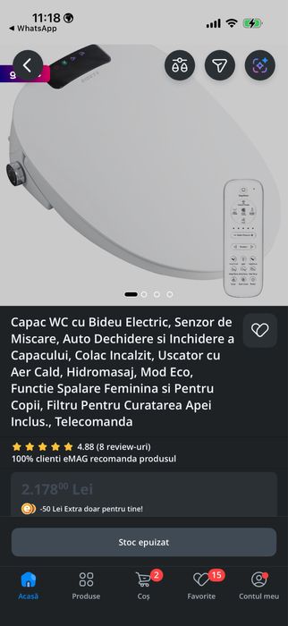 Capac WC cu Bideu Electric sigilat