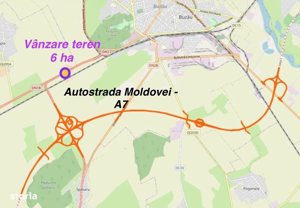 Teren intravilan - Buzău-Hub logistic/parc industrial - 6 Ha A7/ E85