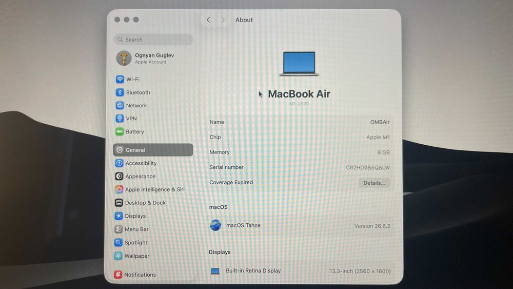 Macbook Air M1 8GB 256SSD
