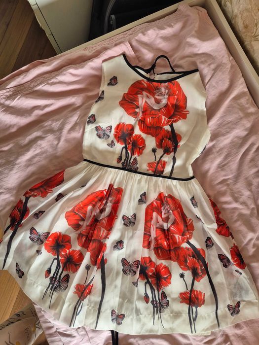 Платье девочка с маками белое