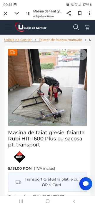 Rubi Hit 1600 masina de taiat gresia manuală profesionala