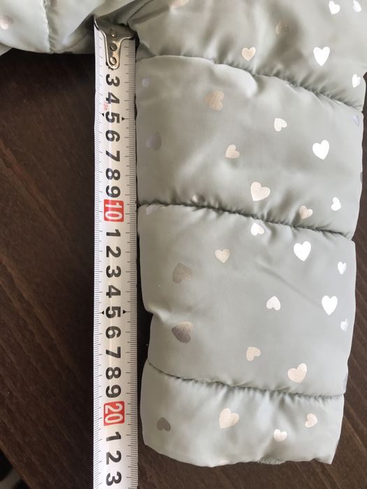 Млечно зелено зимно яке + ръкавики и подарък шапка