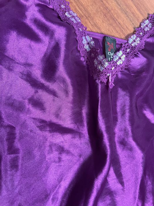 Maiou top material satinat mov clair de lune